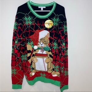 NWT Cat Drinking Ugly Christmas‎ Sweater Celebrate Together Size XXL